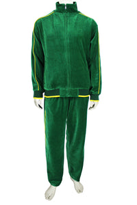 St. Patrick's Day costume, tracksuit, green sweatshirt, shamrocks, velour, custom embroidery, rhinestones, bling bling, hoodie