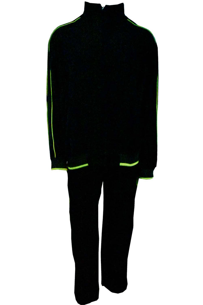 black with lime green trim, mens, velour, tracksuit, custom embroidery, rhinestones, sweatsuit, jumpsuit, sweatshirt, sweat pants, track pants, track jacket, neon