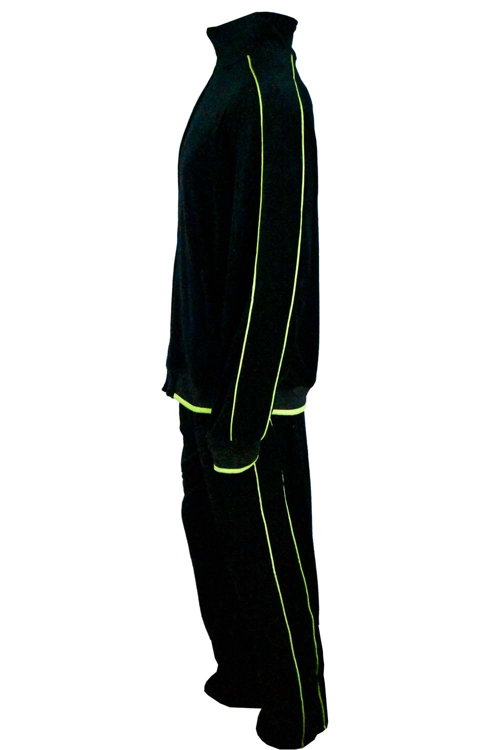 black with lime green trim, mens, velour, tracksuit, custom embroidery, rhinestones, sweatsuit, jumpsuit, sweatshirt, sweat pants, track pants, track jacket, neon