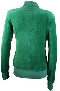 St. Patrick's Day costume, tracksuit, green sweatshirt, shamrocks, velour, custom embroidery, rhinestones, bling bling, zip jacket