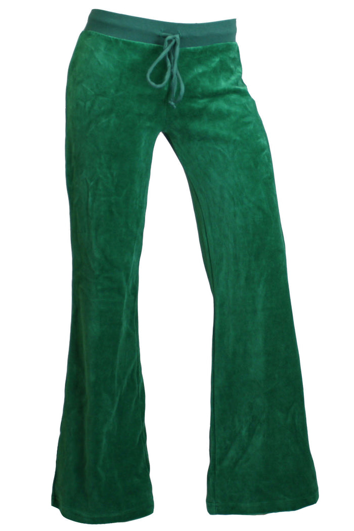 womens green velour lounge pants