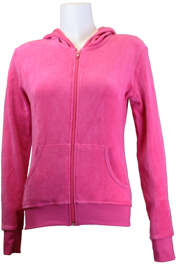 Hot Pink Velour Zip Hoodie