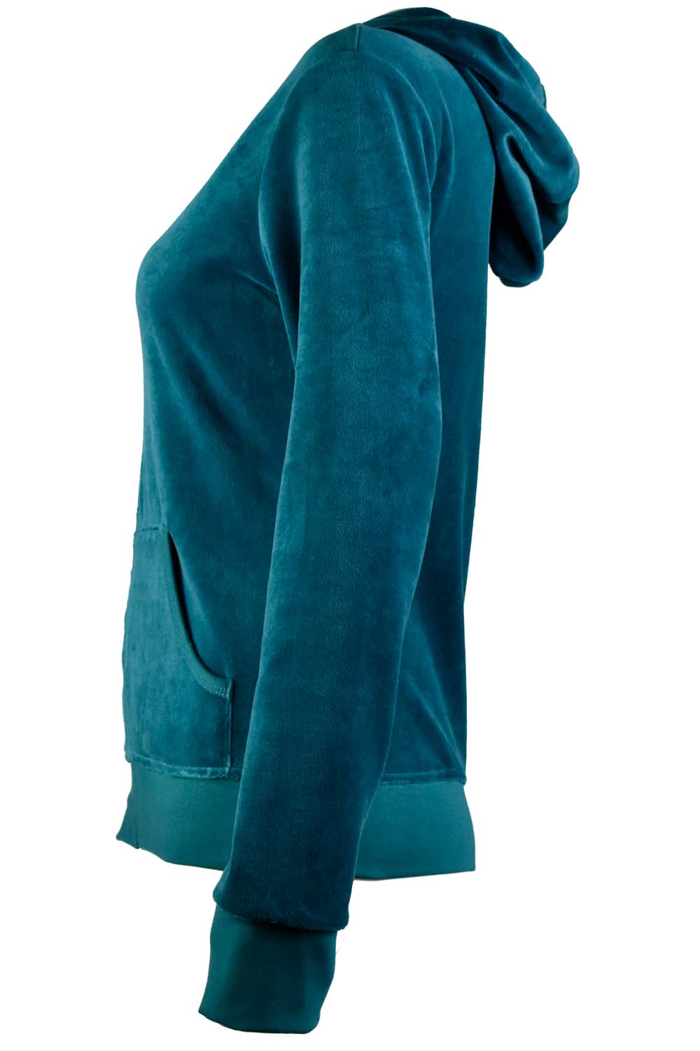 Teal Velour Zip Hoodie