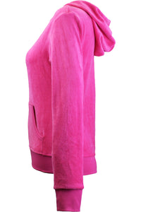 Hot Pink Velour Zip Hoodie