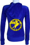 womens, royal blue, velour, track jacket, 103rd atks, navy, pilot, hoodie, sweatshirt