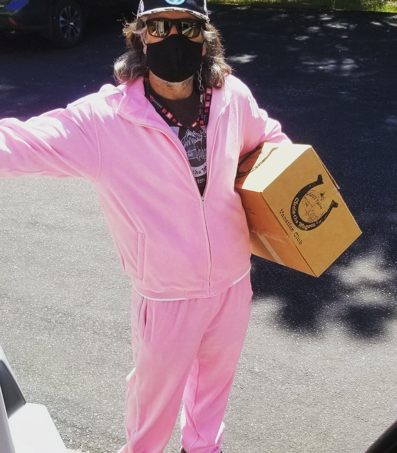 pink, mens, velour, tracksuit, custom embroidery, rhinestones, sweatsuit, jumpsuit, sweatshirt, sweat pants, track pants, track jacket