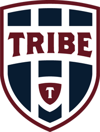 tribe volleyball velour tracksuit for men, navy blue with custom embroidery on the left chest. The dads of the tribe wear these to tournaments