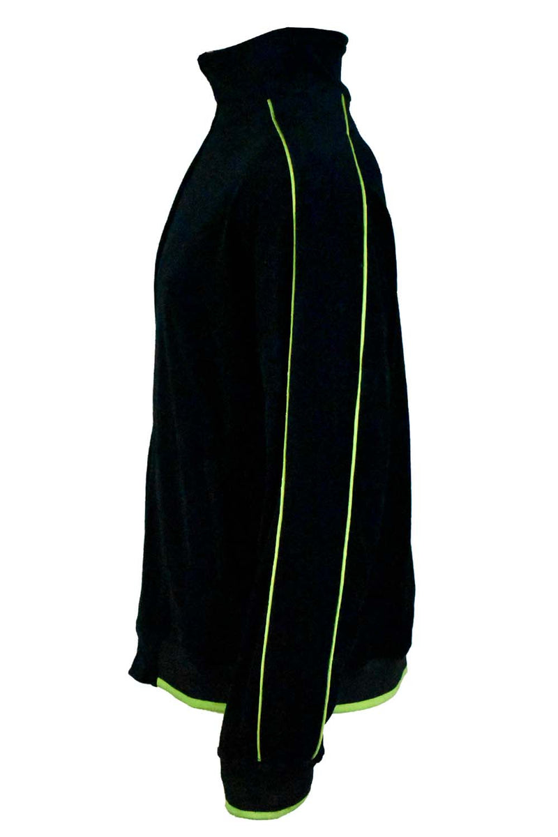 black with lime green trim, mens, velour, tracksuit, custom embroidery, rhinestones, sweatsuit, jumpsuit, sweatshirt, sweat pants, track pants, track jacket, neon