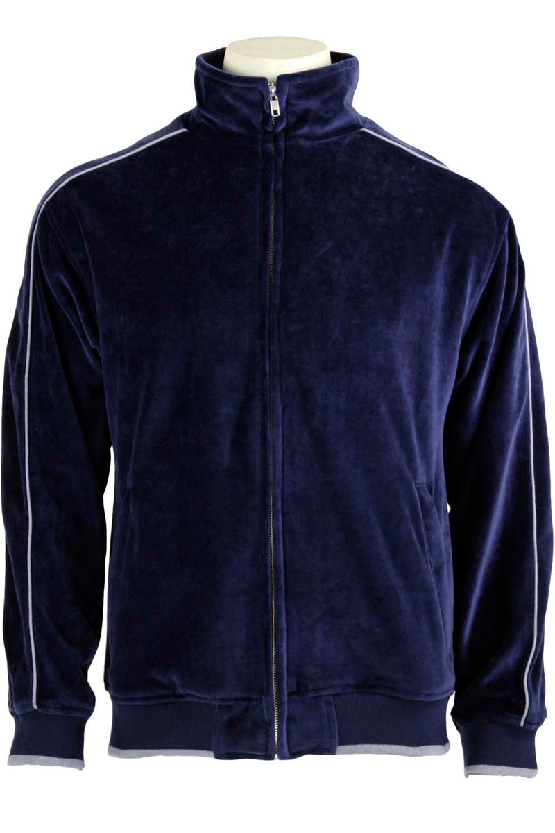 Mens Navy Blue Velour Tracksuit with Rhinestones | Après-Ski – Sweatsedo