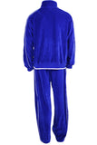 royal blue, mens, velour, tracksuit, custom embroidery, rhinestones, sweatsuit, jumpsuit, sweatshirt, sweat pants, track pants, track jacket