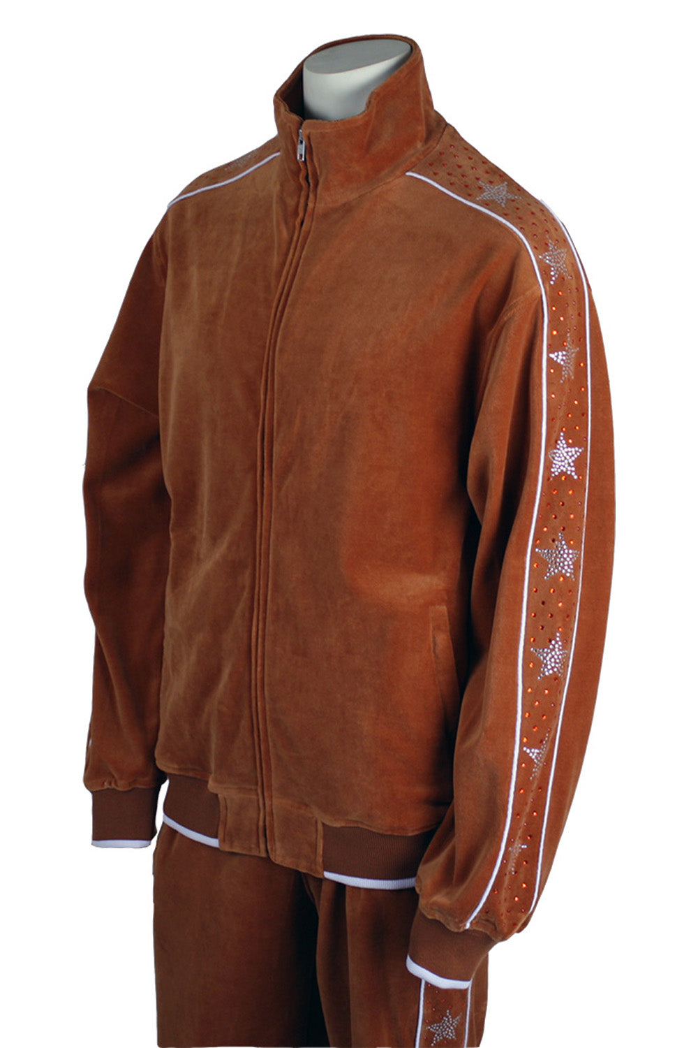 Burnt Orange Velour Tracksuit with Rhinestone Stars | Maury