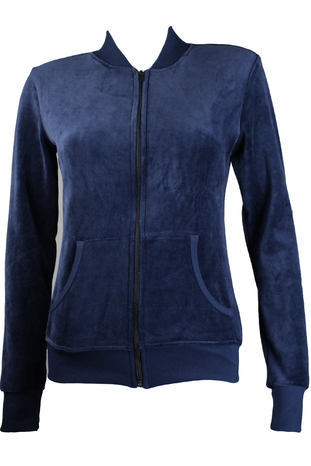 Navy Blue Zip Collar Jacket