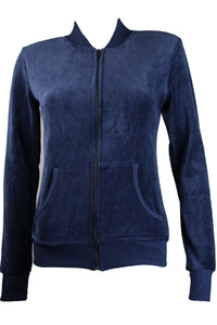 Navy Blue Zip Collar Jacket