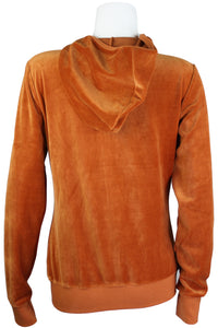 Burnt Orange Velour Zip Hoodie