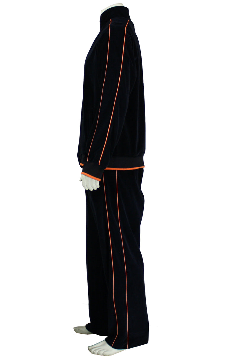 black with orange trim, cincinnati, bengals, mens, velour, tracksuit, custom embroidery, rhinestones, sweatsuit, jumpsuit, sweatshirt, sweat pants, track pants, track jacket mens, sweatshirt, sweatpants, jumpsuit, sweatsedo