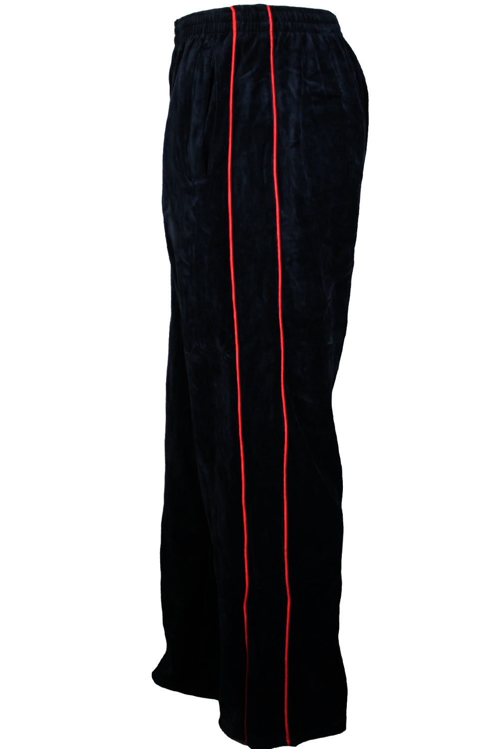 black velour tracksuit with red trim, velour jacket, velour pants, custom embroidery, navy pilot, embroidered callsigns