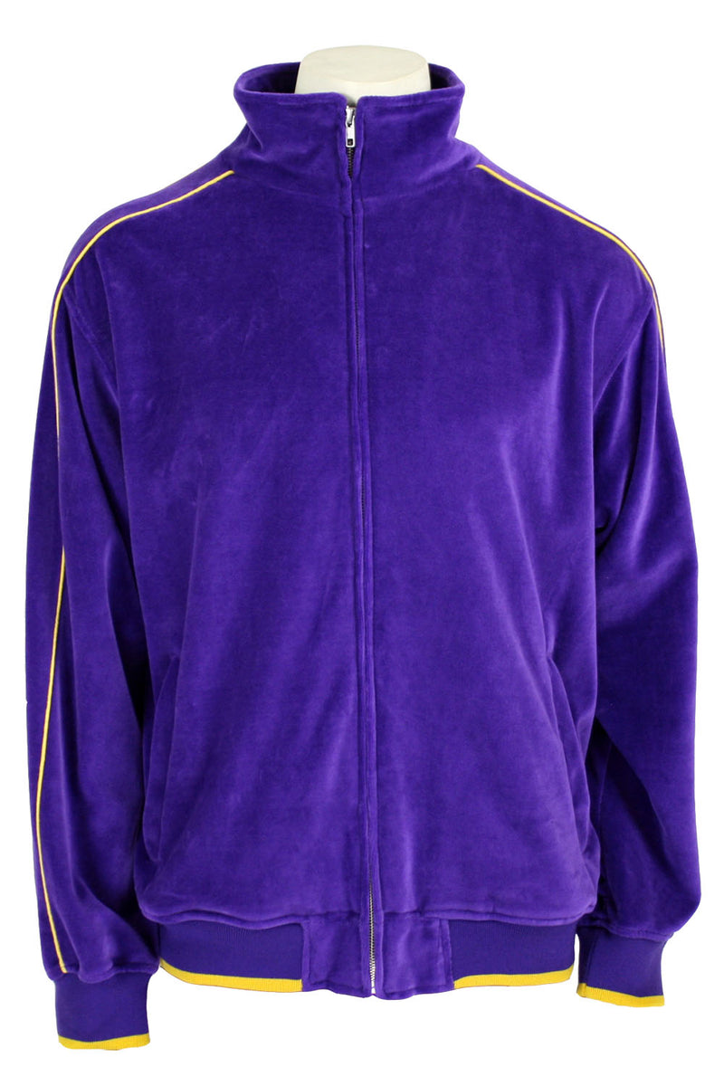 Mens Purple Velour Tracksuit, Sweatsuit, Jogging suit, Vikings, LSU, Lakers, University of Washington, track jacket, sweatshirt, track pants, custom embroidery, rhinestones