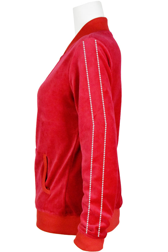 Red Hottie Velour Zip Collar Jacket