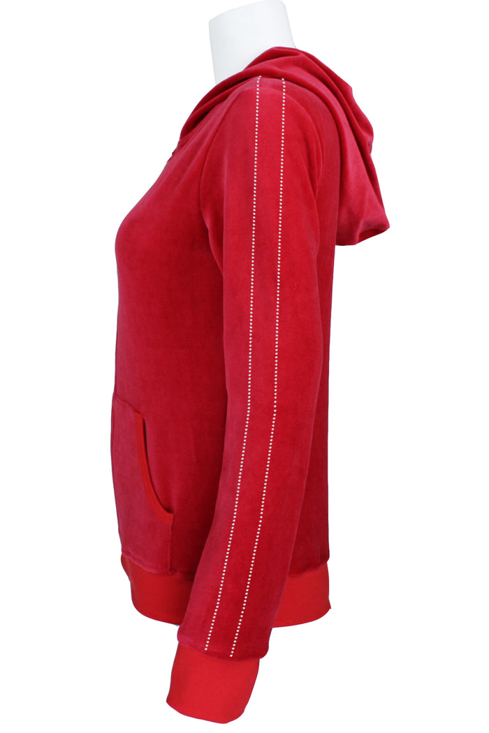 Red Hottie Velour Zip Hoodie