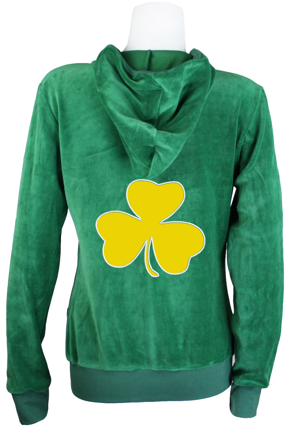 St. Patrick's Day costume, tracksuit, green sweatshirt, shamrocks, velour, custom embroidery, rhinestones, bling bling, hoodie