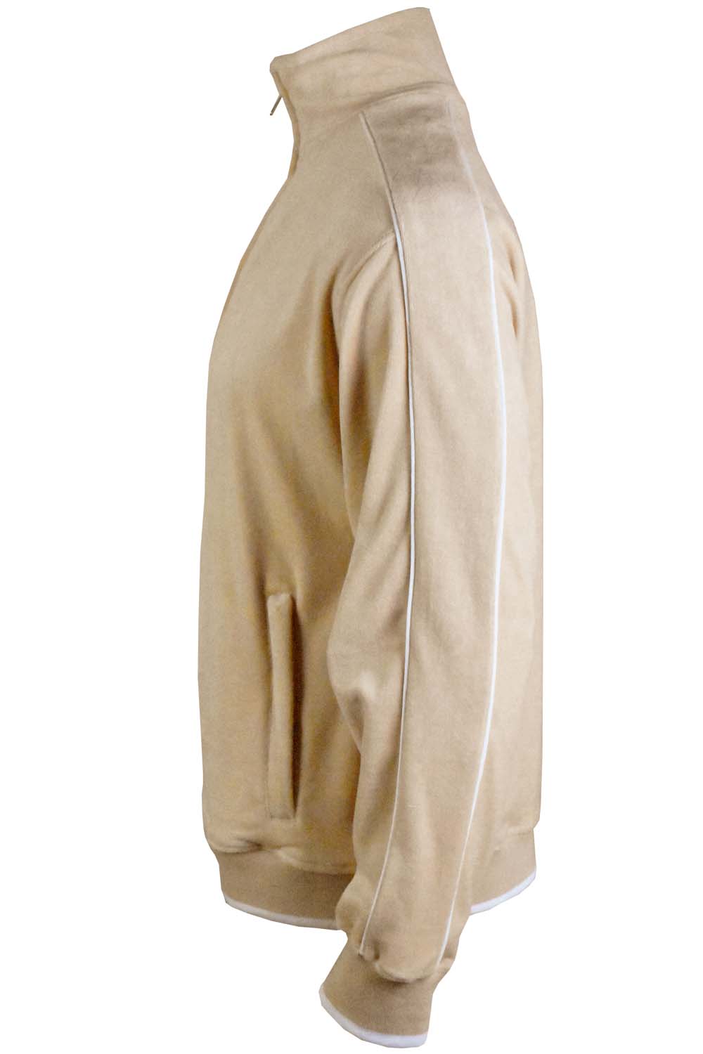 tan, velour, tracksuit, white trim. sweatsuit, mens, sweatshirt, sweatpants, jumpsuit