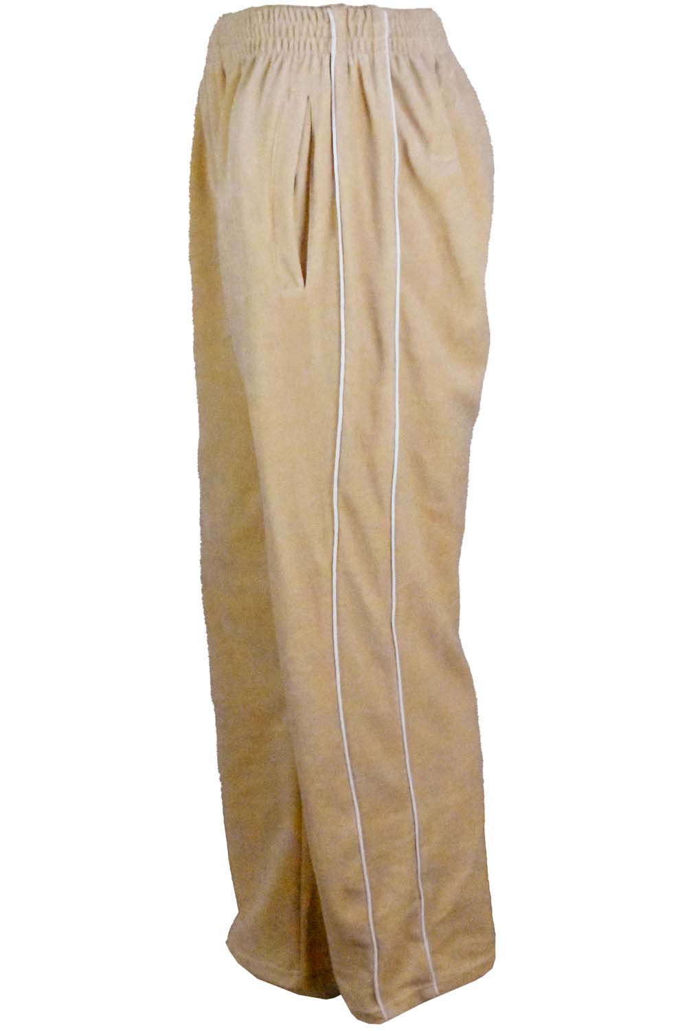 tan, velour, tracksuit, white trim. sweatsuit, mens, sweatshirt, sweatpants, jumpsuit