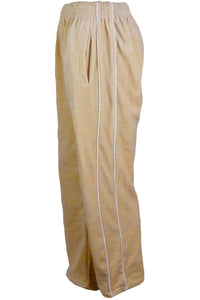 tan, velour, tracksuit, white trim. sweatsuit, mens, sweatshirt, sweatpants, jumpsuit