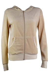 Tan Velour Zip Hoodie