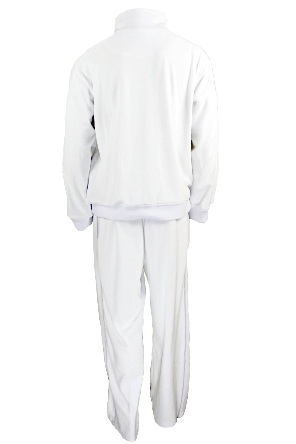 The Tribe dads have gone next level. tribe volleyball velour tracksuit for men, white with custom embroidery on the left chest. The dads of the tribe wear these to tournaments