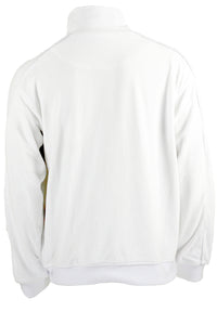 The Tribe dads have gone next level. tribe volleyball velour tracksuit for men, white with custom embroidery on the left chest. The dads of the tribe wear these to tournaments