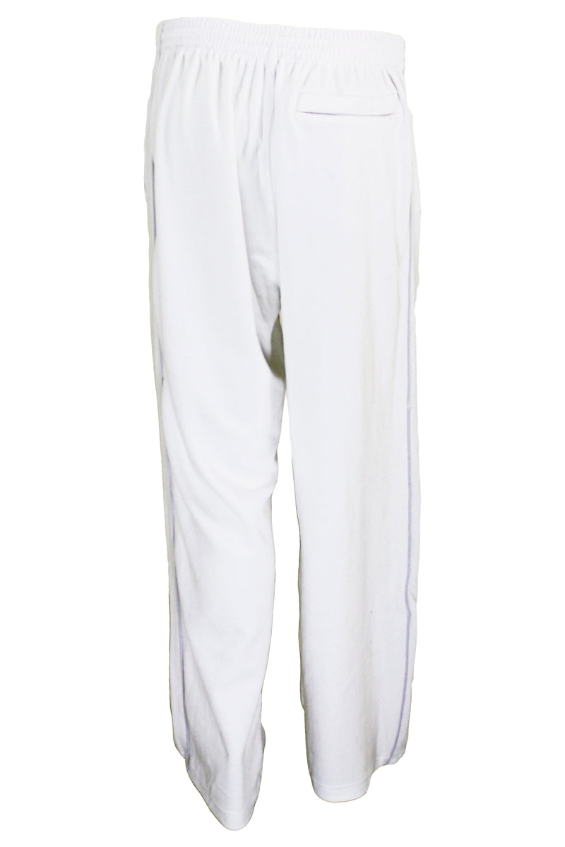 The Tribe dads have gone next level. tribe volleyball velour tracksuit for men, white with custom embroidery on the left chest. The dads of the tribe wear these to tournaments