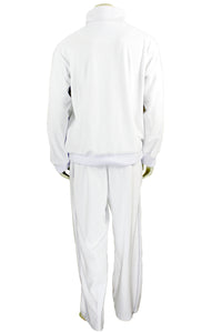 white, mens, velour, tracksuit, custom embroidery, rhinestones, sweatsuit, jumpsuit, sweatshirt, sweat pants, track pants, track jacket