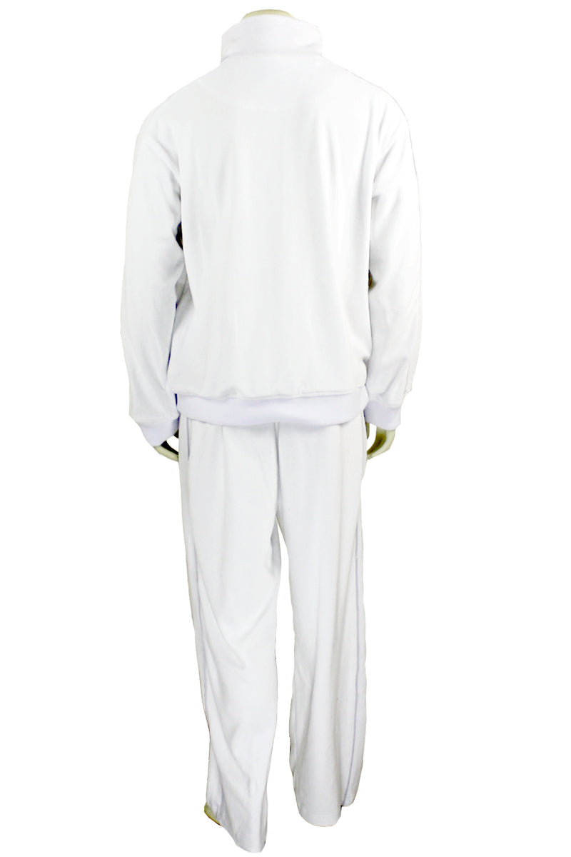 white, mens, velour, tracksuit, custom embroidery, rhinestones, sweatsuit, jumpsuit, sweatshirt, sweat pants, track pants, track jacket