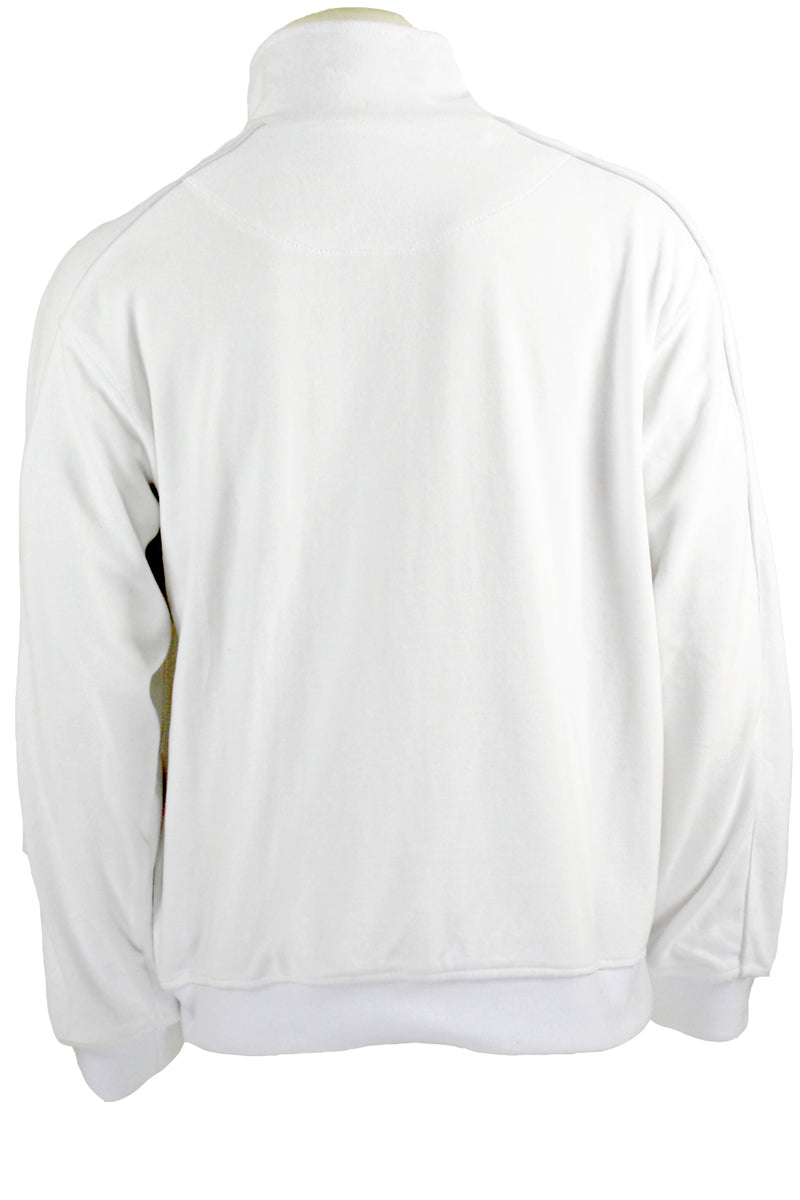 white, mens, velour, tracksuit, custom embroidery, rhinestones, sweatsuit, jumpsuit, sweatshirt, sweat pants, track pants, track jacket