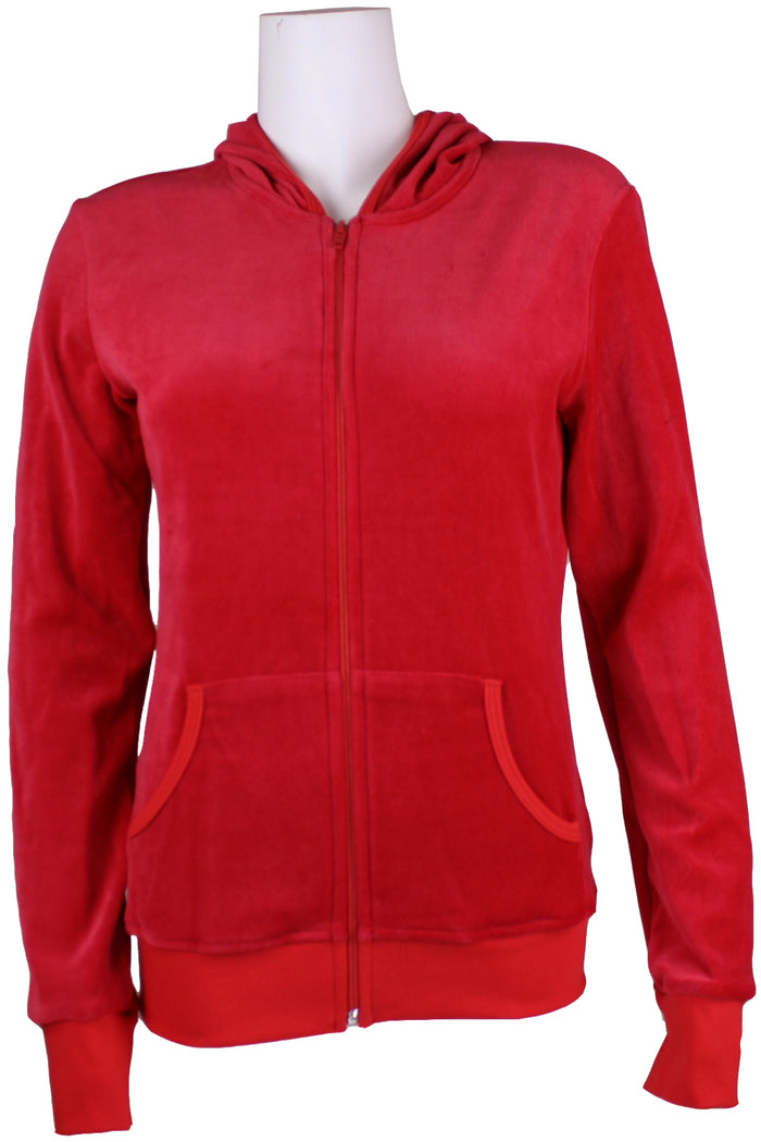Red Hottie Velour Zip Hoodie