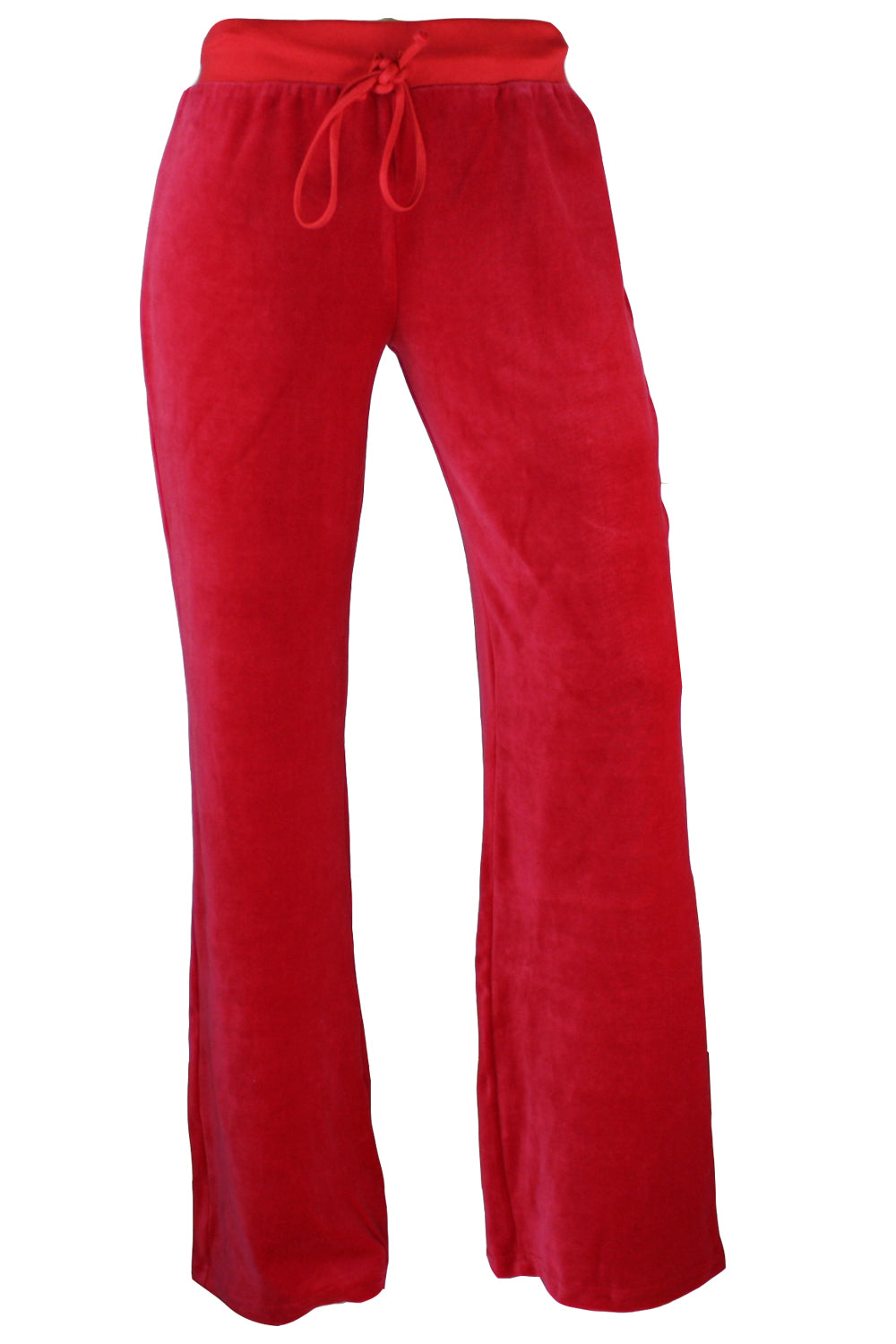 Velour Wide Leg Lounge Trousers, Red