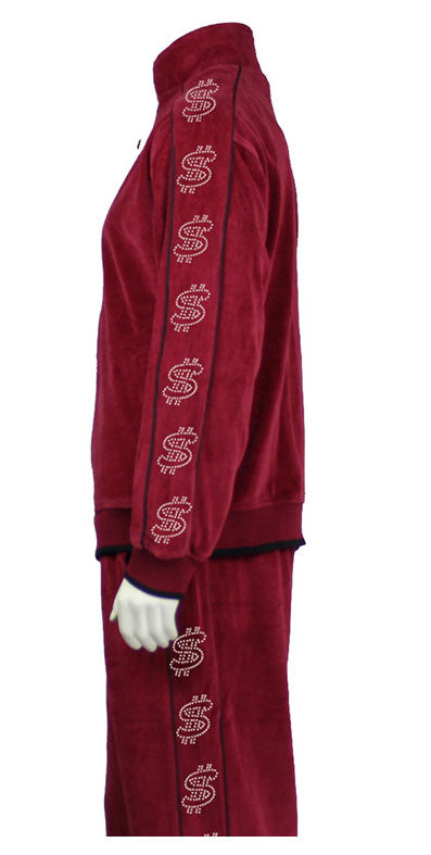 databricks mens velour tracksuit. custom rhinesetone and embroidery. perfect for tradeshows, sweatsedo velour