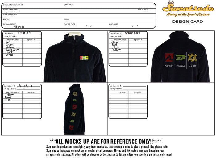 black tracksuit, custom embroidery, rhinestones, logos, sweatsuit, sweatsedo