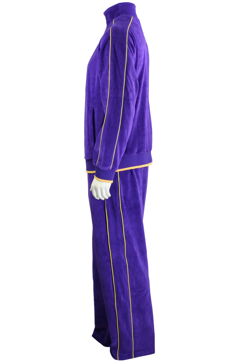 Mens Purple Velour Tracksuit, Sweatsuit, Jogging suit, Vikings, LSU, Lakers, University of Washington, track jacket, sweatshirt, track pants, custom embroidery, rhinestones