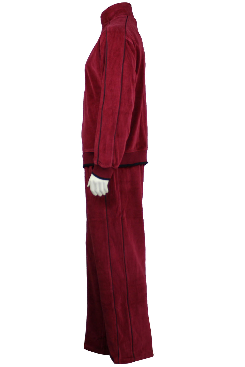 Mens Burgundy Velour Tracksuit Sweatsedo